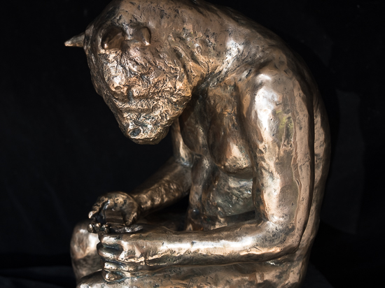 Minotaur Reading (polished bronze) (sold)