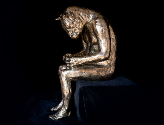 Minotaur Reading (polished bronze) (sold)