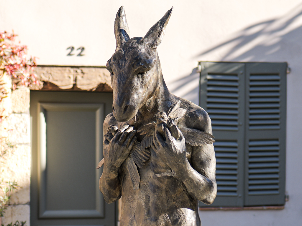 Harlequin with birds